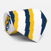 青及び金ゴールドの稲妻のストライプのなタイ ネクタイ (ロール)