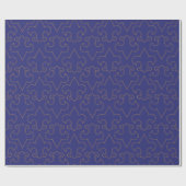 青及び金ゴールドの(紋章の)フラ・ダ・リのギフト用包装紙の包装紙 ラッピングペーパー (フラット)