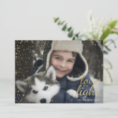 青及び金ゴールドのSnowy愛及び軽いハヌカーの写真カード シーズンカード (スタンド正面)