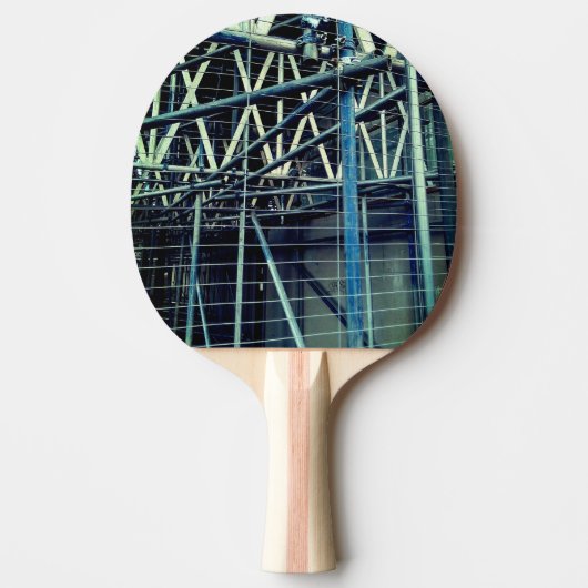 青及び銀の足場 卓球ラケット (正面)