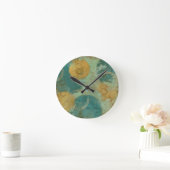 青及び黄色の円 ラウンド壁時計 (ホーム)