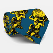 青及び黄色の地図書の首のタイ ネクタイ (ロール)