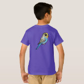 青及び黄色のBudgie Tシャツ (裏面フル)