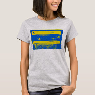 青及び黄色カセットテープ Tシャツ