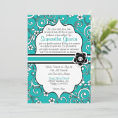 青及び黒いスペイン語Quinceañera 招待状 (スタンド正面)