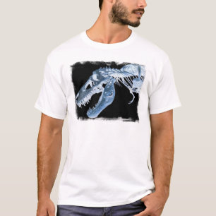 青及び黒いTレックスのX線は写真の骨を抜きます Tシャツ