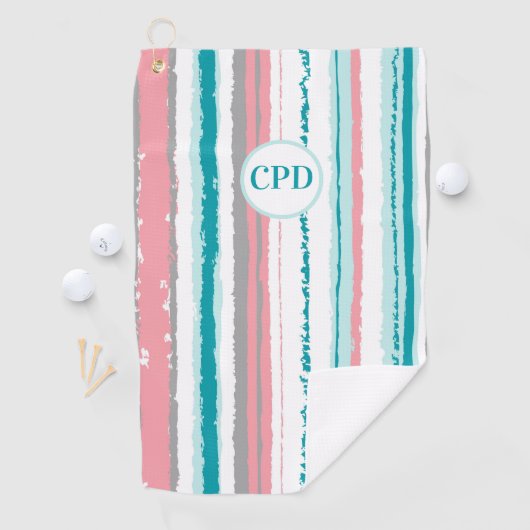 青名門私立校風のとピンクのゴストライプのルフ ゴルフタオル (インサイチュ)