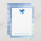 青名門私立校風のと白のギンガムと弓 ノートカード (正面/裏面)