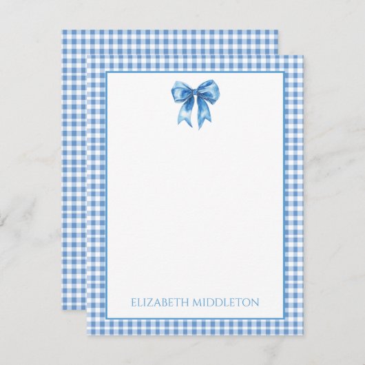 青名門私立校風のと白のギンガムと弓 ノートカード (正面/裏面)