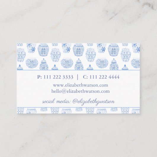 青名門私立校風のと白のジンジャー 名刺 (裏面)