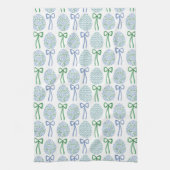 青名門私立校風のと緑のイースターの弓と卵 キッチンタオル (縦)