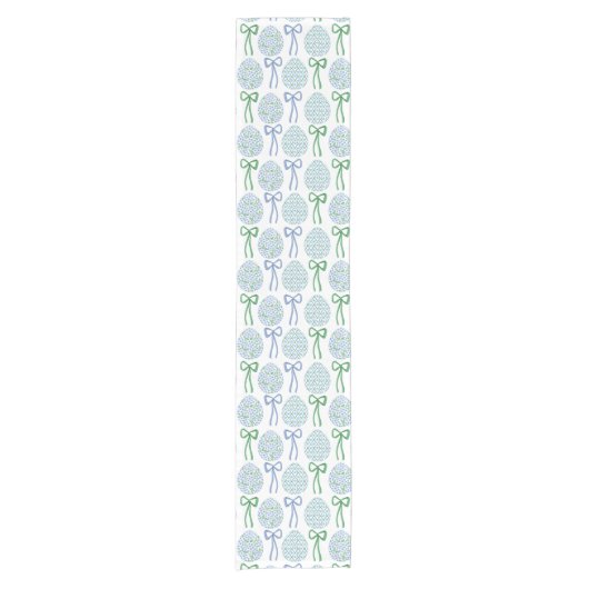 青名門私立校風のと緑のイースターの弓と卵 ショートテーブルランナー (正面)