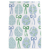 青名門私立校風のと緑のイースターの弓と卵 ミディアムペーパーバッグ (裏面)