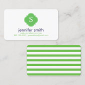 青名門私立校風のと緑モノグラムの コーリングカード (正面/裏面)