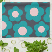 青名門私立校風のピンクのヒッピー花柄 キッチンタオル (折り畳み)