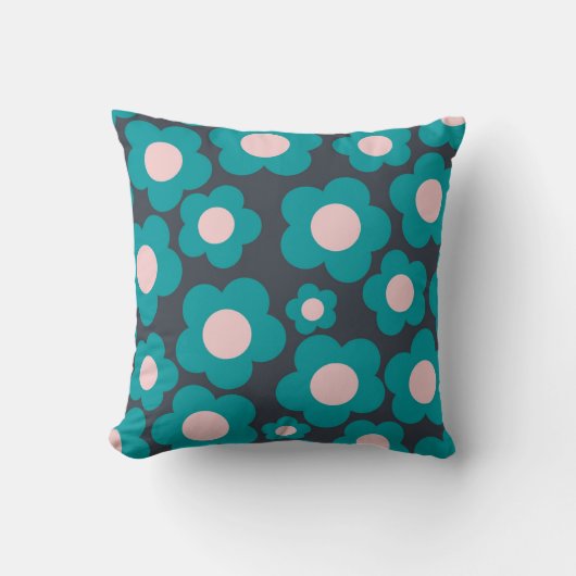 青名門私立校風のピンクのヒッピー花柄 クッション (正面)