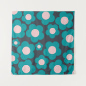 青名門私立校風のピンクのヒッピー花柄 タペストリー (正面(横))