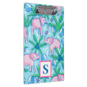 青名門私立校風の桃緑象モノグラム クリップボード (右)