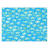 青名門私立校風の海浜沿岸の貝殻 テーブルクロス (正面(横))