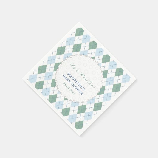 青名門私立校風の緑ゴルフテーマ男の赤ちゃんシャワー スタンダードカクテルナプキン (角)