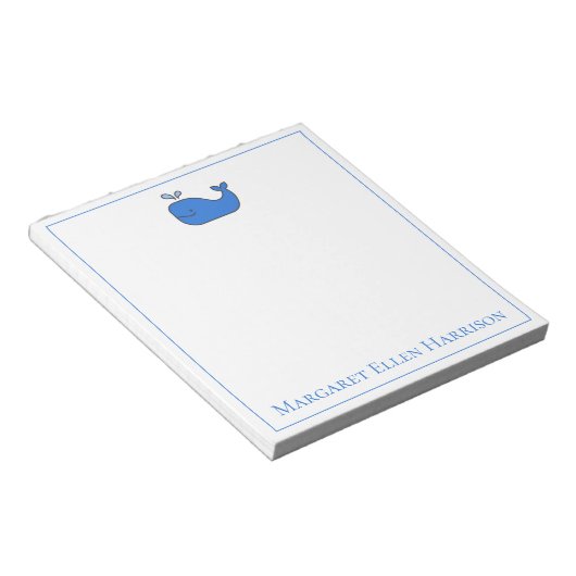 青名門私立校風の航海の鯨パーソナライズされた ノートパッド (アングル)