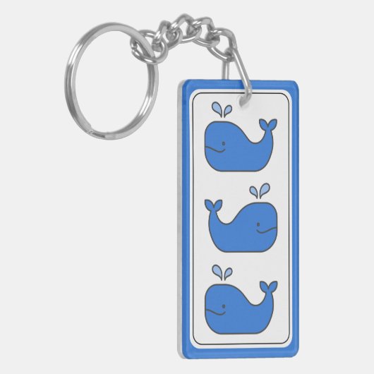 青名門私立校風の鯨パーソナライズされた キーホルダー (正面左)