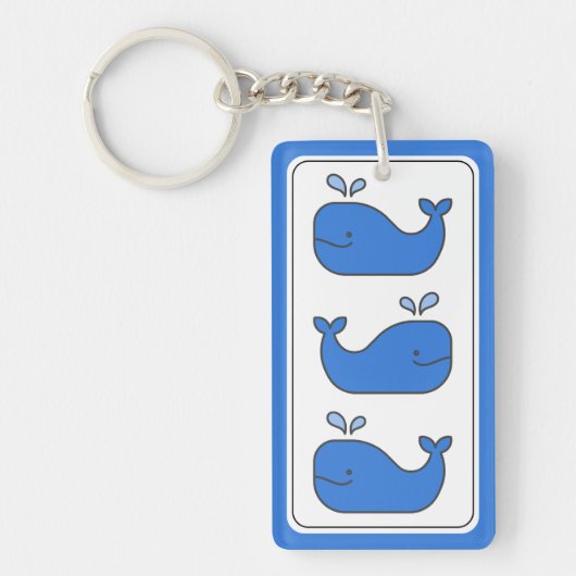 青名門私立校風の鯨パーソナライズされた キーホルダー (正面)