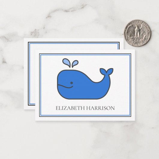 青名門私立校風の鯨パーソナライズされた ノートカード (正面/裏面インサイチュ)