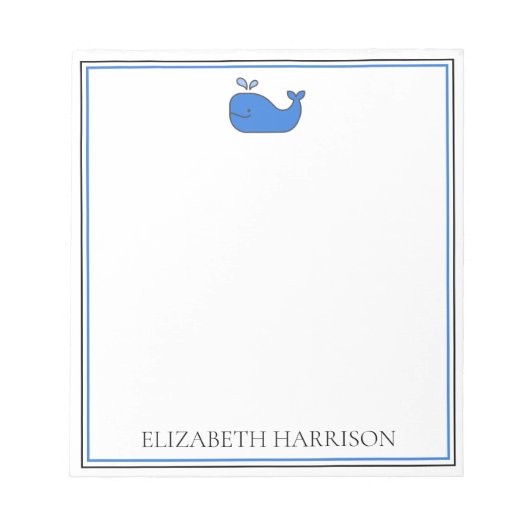 青名門私立校風の鯨パーソナライズされた ノートパッド (正面)