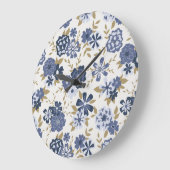 青図解入りの、写真付きのいシンプル花つる植物 ラージ壁時計 (傾斜)