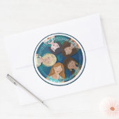 青国際的で描かれた女性のデイハンド ラウンドシール (封筒)