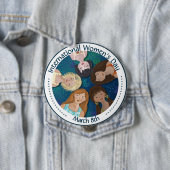 青国際的で描かれた女性のデイハンド 缶バッジ (インサイチュ)