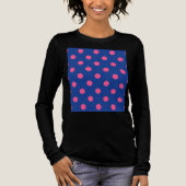 青地にピンクの水玉模様デザイン トライブレンドTシャツ (正面)