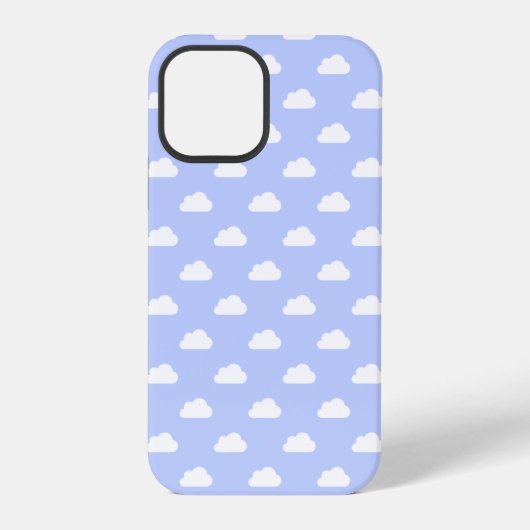 青地に白いキュートな雲 iPhoneケース (裏面)