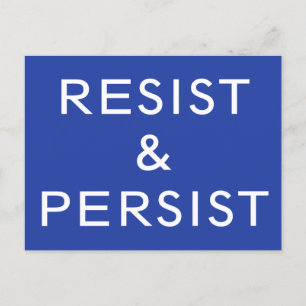 青地に白文字でResist & Persist ポストカード
