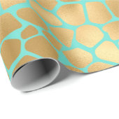 青地に美しい金色のキリンプリント ラッピングペーパー (ロールコーナー)