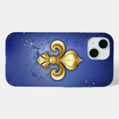 青地に金のアヤメ Case-Mate iPhoneケース (裏面 (横))