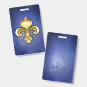 青地に金のフランスの紋章 バッジ (正面＆裏面)
