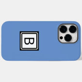青地に黒の二重枠のモノグラム Case-Mate iPhoneケース (裏面 (横))