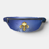 青地の金色フルールドリス ファニーパック (レイダウン)
