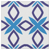 青地中海のと白の幾何学的パターン ファブリック (クローズアップ)