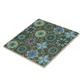 青地中海のと緑と黄色のアクセント タイル (側面)