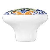 青地中海のイタリアンと黄のフローラ花 セラミックノブ (側面)