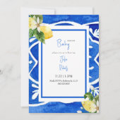 青地中海のカラフルモダン赤ちゃんシャワー請求書 招待状 (正面)