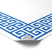 青地中海のギリシャ鍵の結婚歓迎サイン ポスター (角)