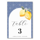 青地中海のスペインのイタリアン結婚タイル テーブルナンバー (裏面)