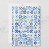 青地中海のタイルイタリアンブライダルシャワー 招待状 (裏面)