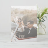 青地中海のタイル結婚のサンキューカード 招待状 (スタンド正面)