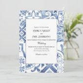 青地中海のタイル結婚式招待状 招待状 (スタンド正面)
