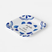 青地中海のフローラタイル水色彩の鮮やか色 ペーパープレート (傾斜あり)